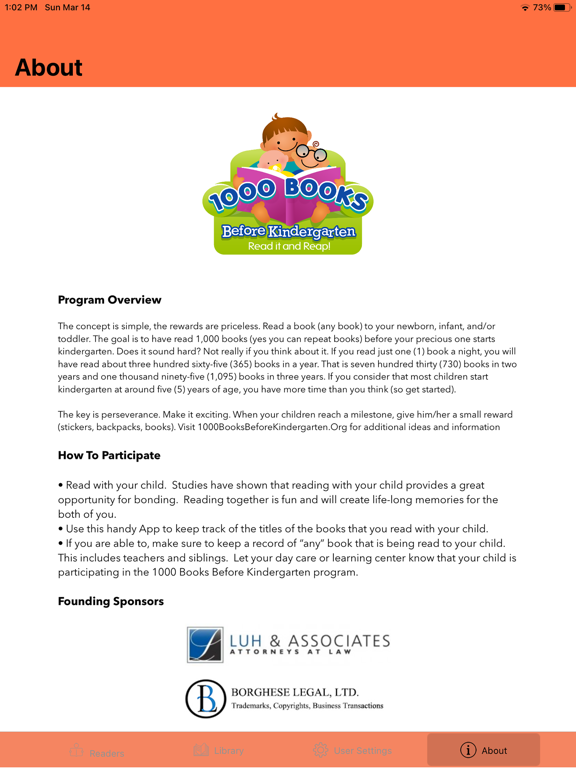 1000 Books Before Kindergarten iPad screenshot 1 - Education app