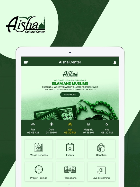 Aisha Center iPad screenshot 1 - Education app