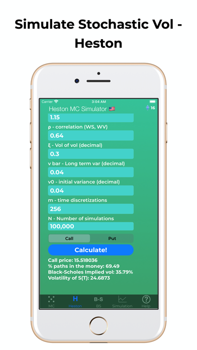 Options Pricing Monte Carlo Screenshot