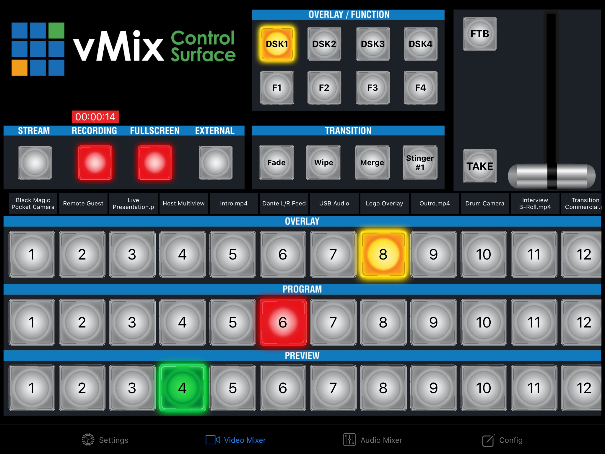 vMix Virtual Control Surface screenshot 2