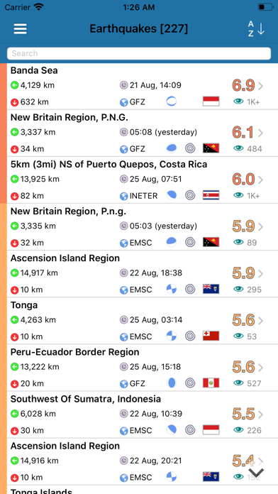 Earthquake+ Alerts, Map & Info Screenshot