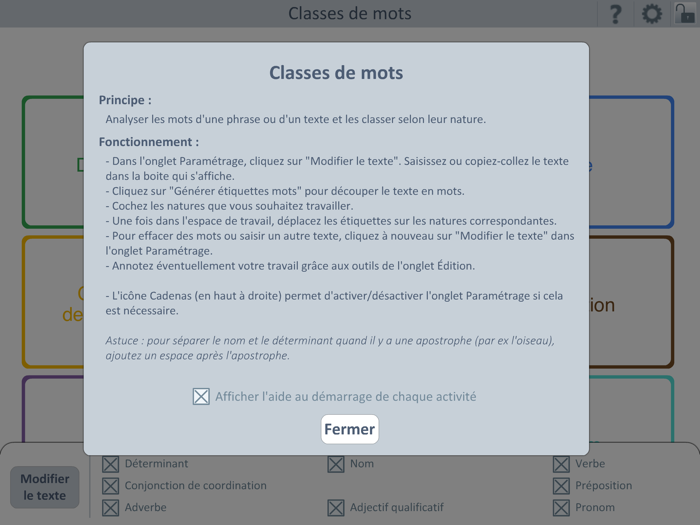 École  Classes de mots