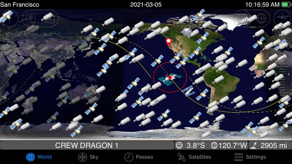 Capture d'écran de GoSatWatch Satellite Tracking sur iPhone 5
