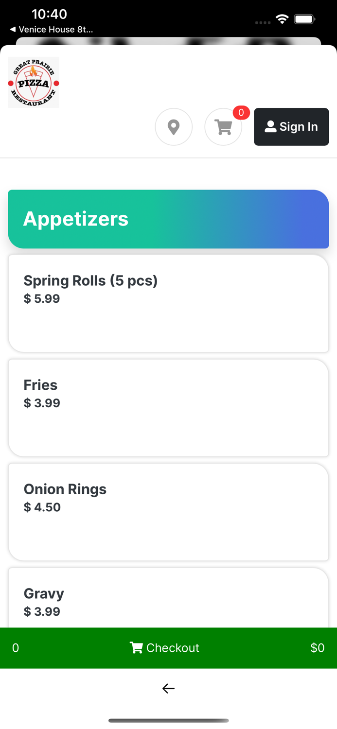 Great Prairie Pizza Restaurant