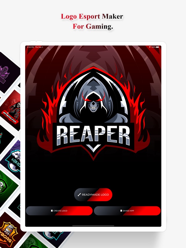 Logotipo do grim reaper gaming mascot para esports streamer e comunidade