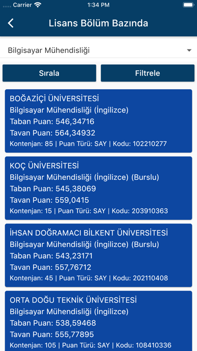 Üniversite Taban Puanları 2021 Screenshot