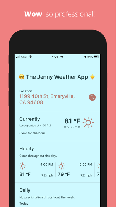 The Jenny Weather App! Screenshot