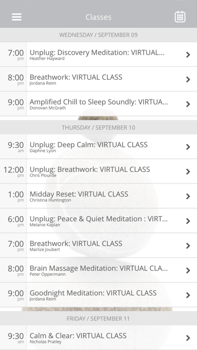Screenshot #1 pour Unplug Meditation Booking