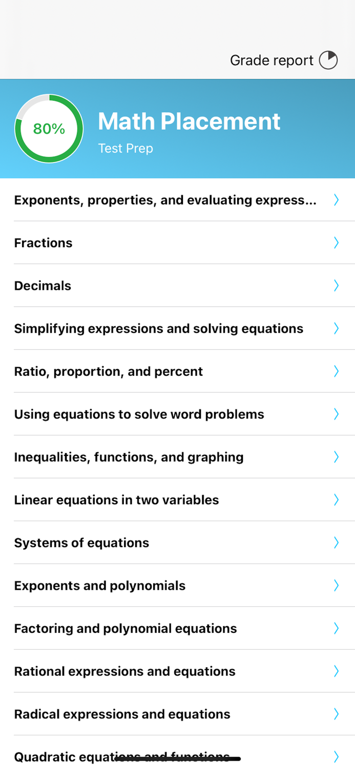 Math Placement Test Prep
