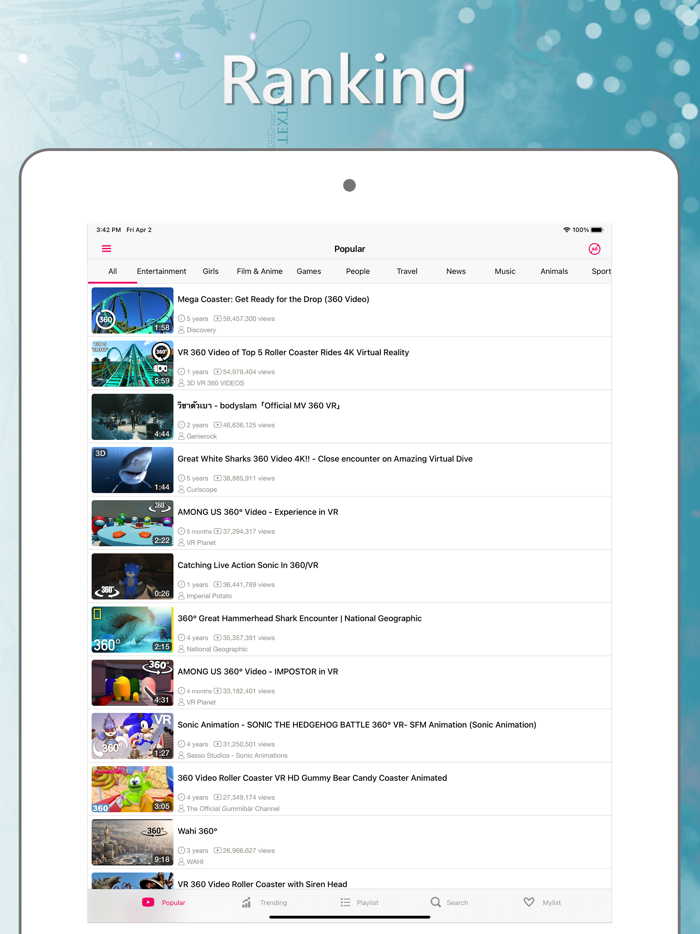 VR Tube 360 and 3D Video