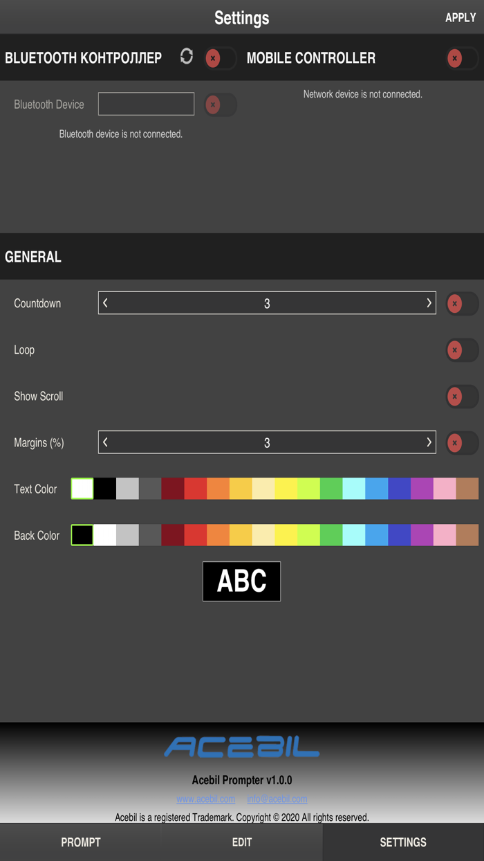 Acebil Tablet Prompter