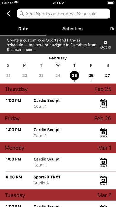 XCEL Sports and Fitness Screenshot