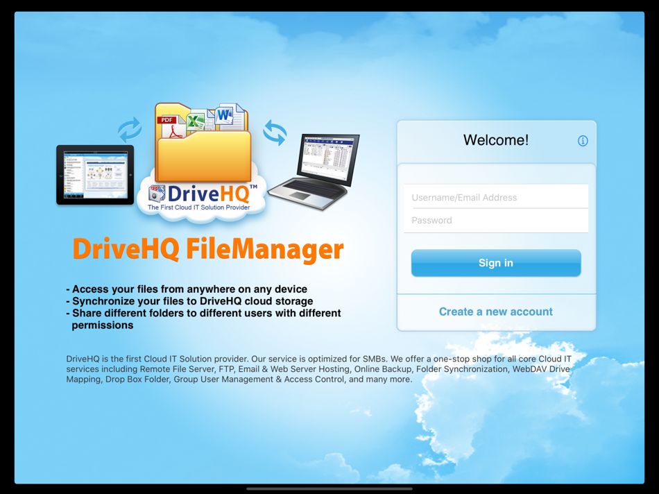 DriveHQ FileManager for tablet - 3.0.886 - (iOS)