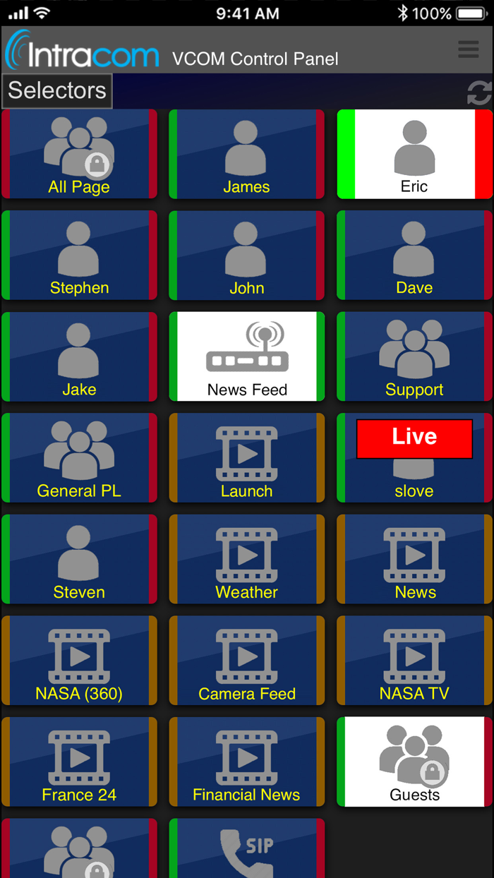VCOM WebRTC Control Panel
