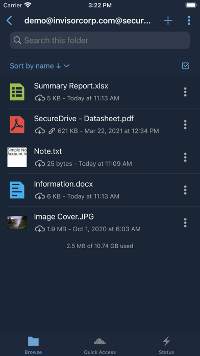SecureDrive Mobile Screenshot