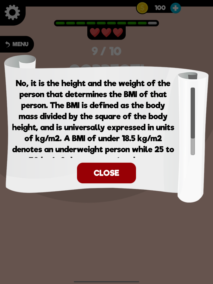 Human Body and Health Quiz Game