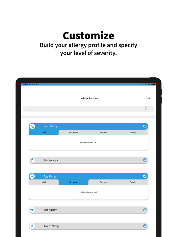 Food Allergy Dining MacroMenu