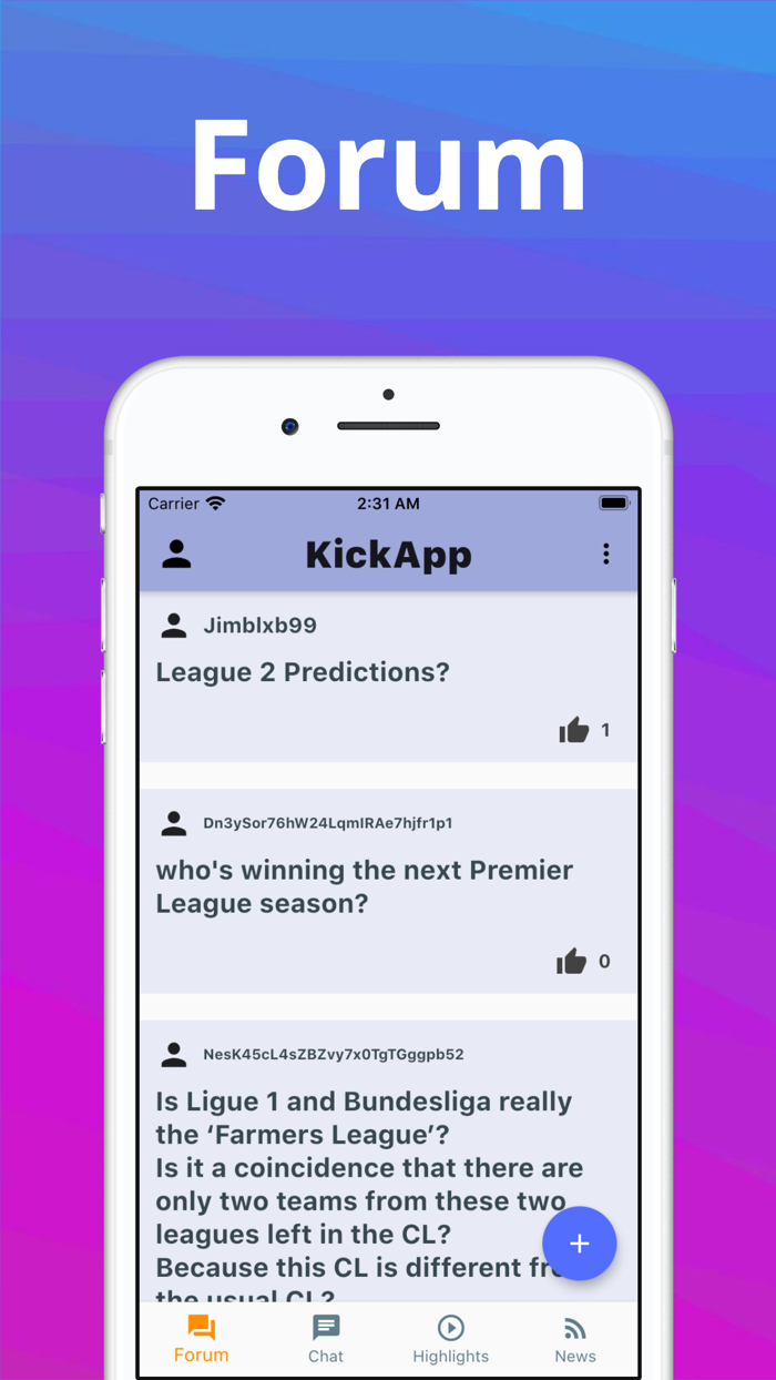 KickApp - Football chat app