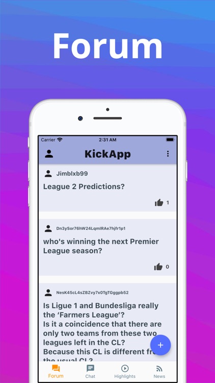 KickApp - Football chat app