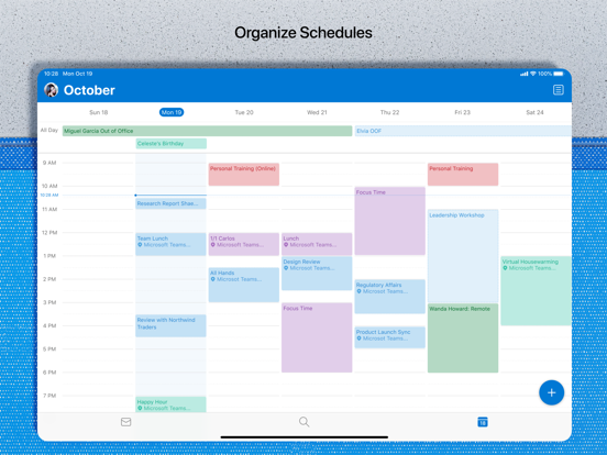 iPad Image of Microsoft Outlook