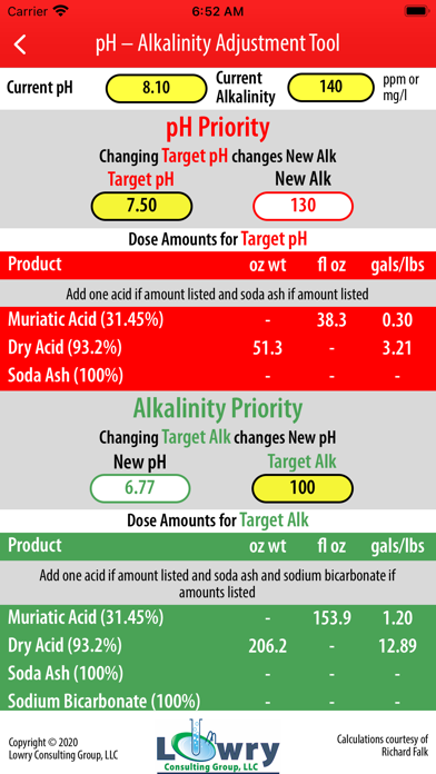 pH-Alkalinity Adjustment Tool Screenshot