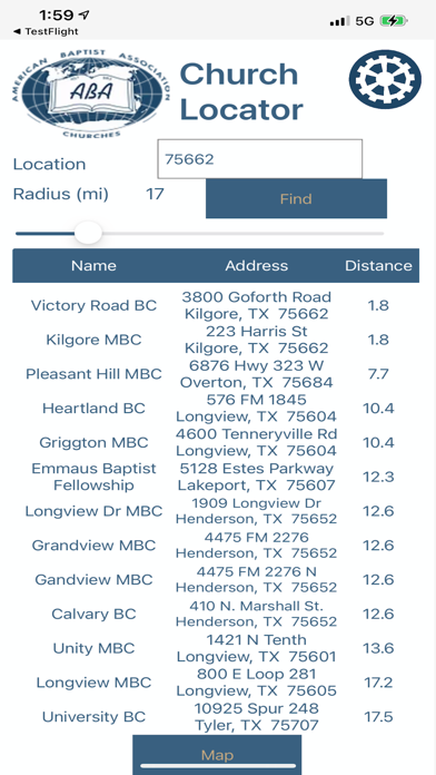 ABA Church Locator Screenshot