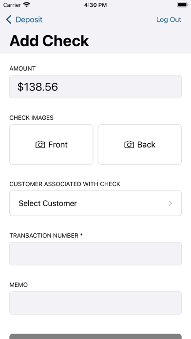 ACU Business Remote Deposit Screenshot