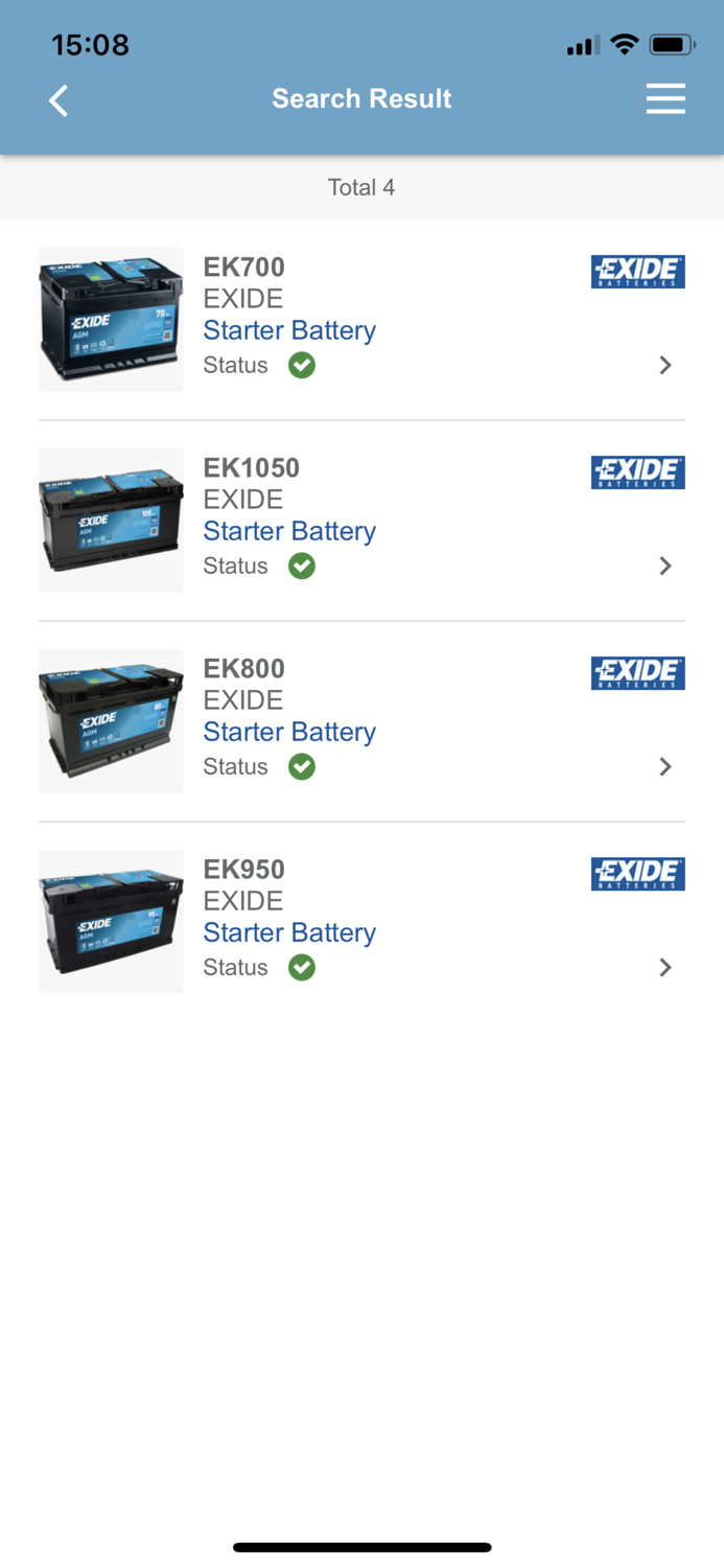 EXIDE Battery Finder