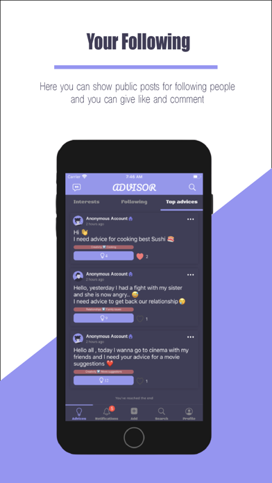 Advisor:Give Anonymous Advices Screenshot