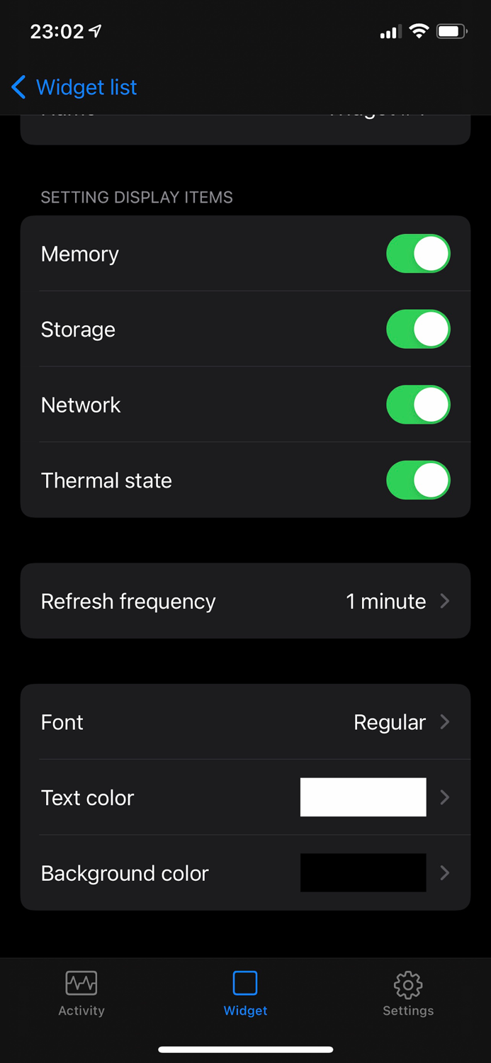Data Activity Widget