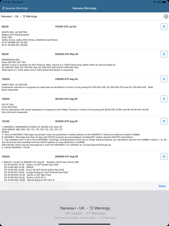 Screenshot #6 pour Navarea Warnings (Navtex)