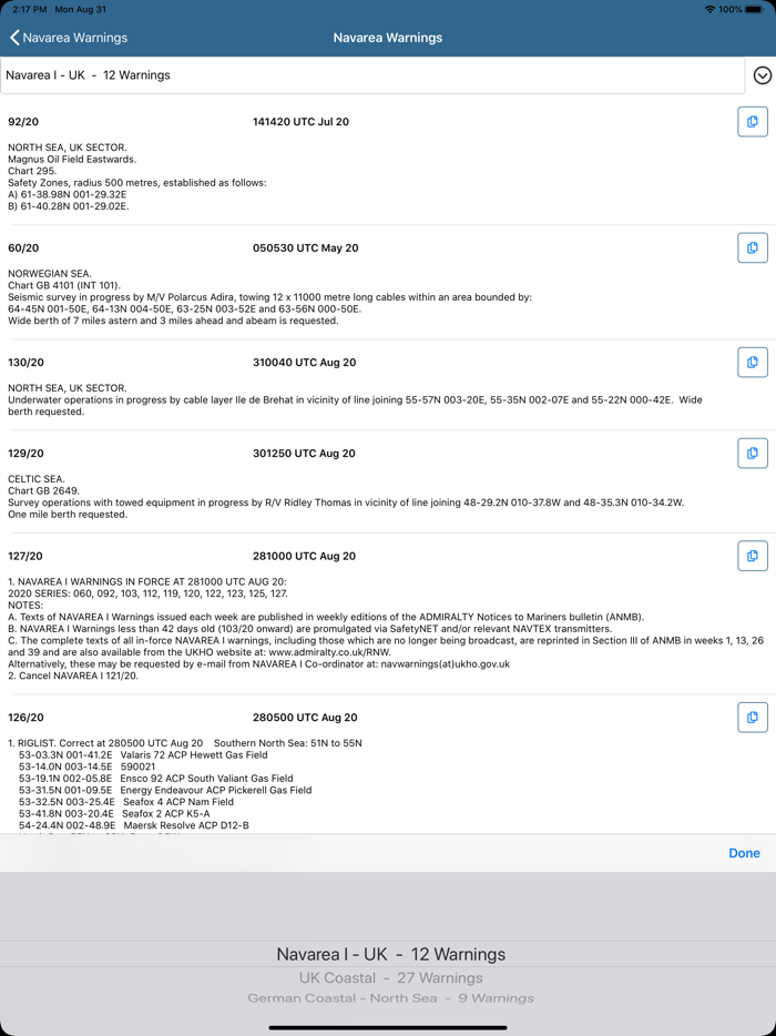 Navarea Warnings Navtex