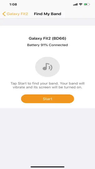 Captura de pantalla de Samsung Galaxy Fit (Gear Fit) en iPhone 7