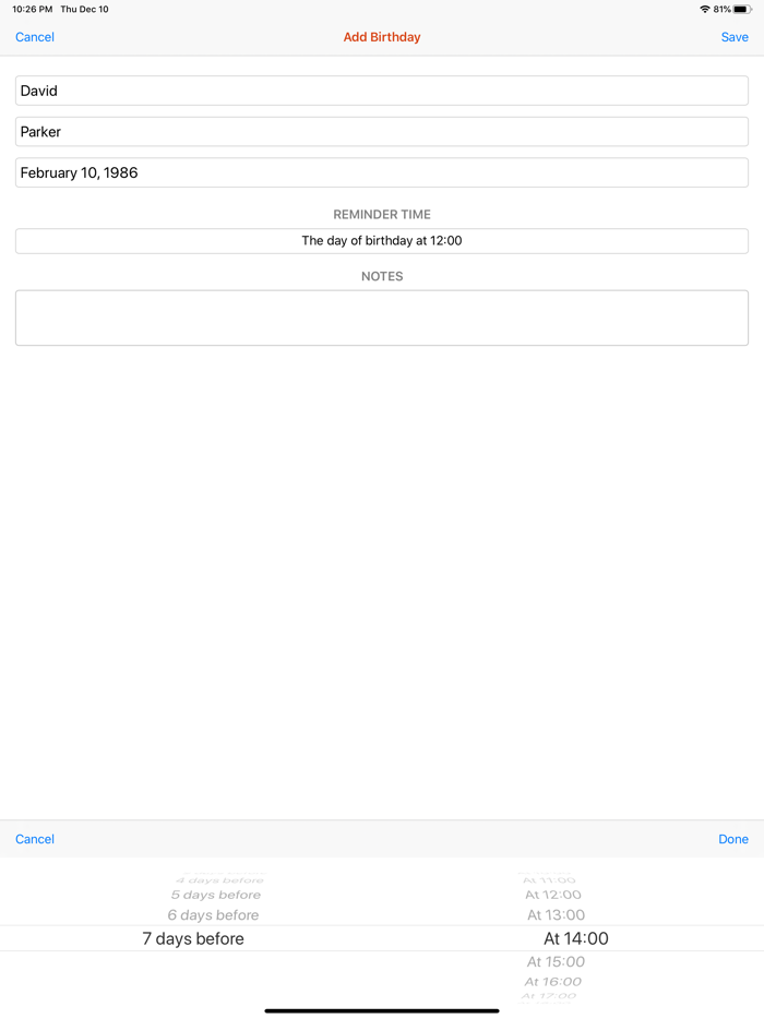 Birthday Reminder and Tracker