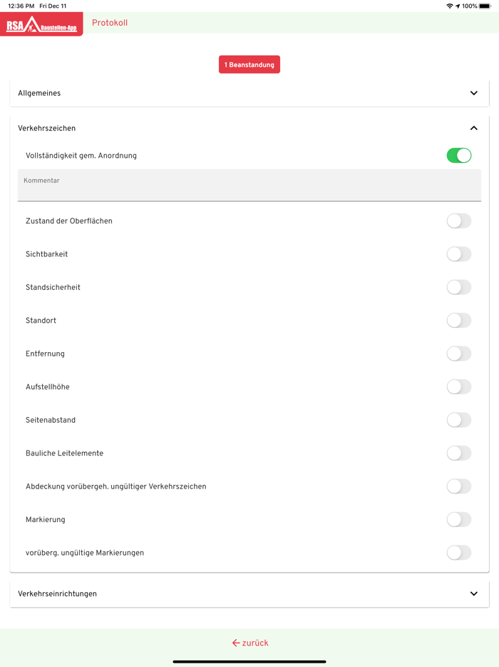 RSA Baustellenkontrolle