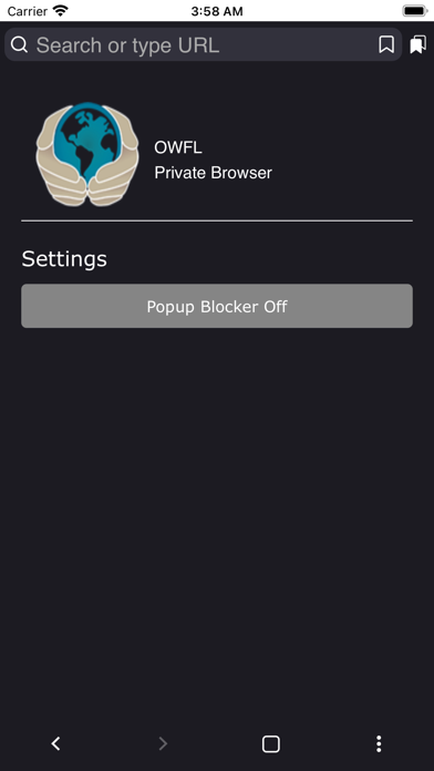 OWFL Private Browser Screenshot