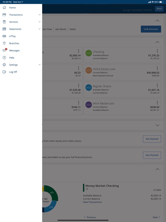 University Credit Union Miami iPad screenshot 2 - Finance app