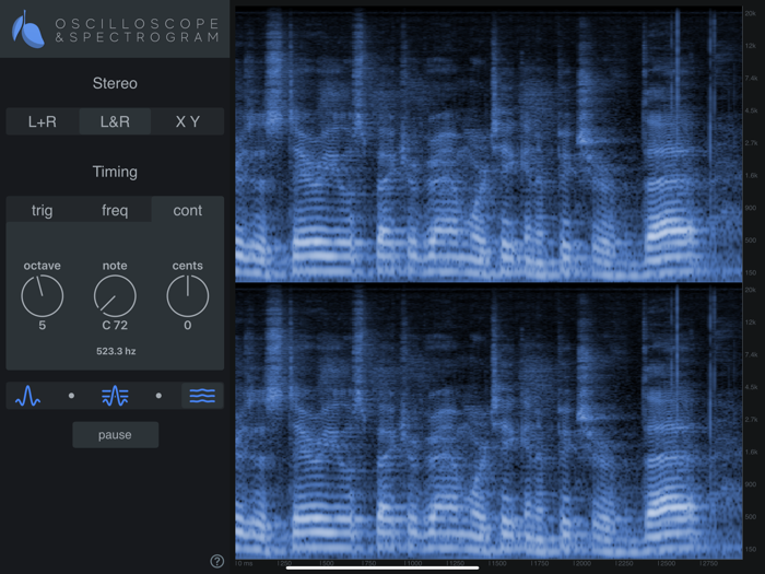 Oscilloscope and Spectrogram