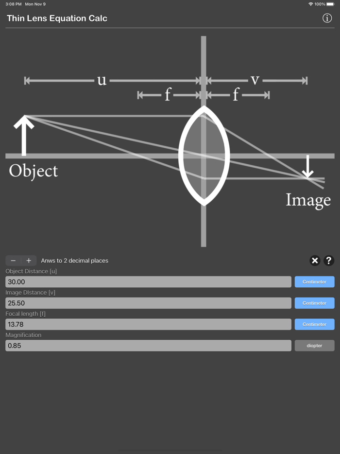 Thin Lens Equation Calc