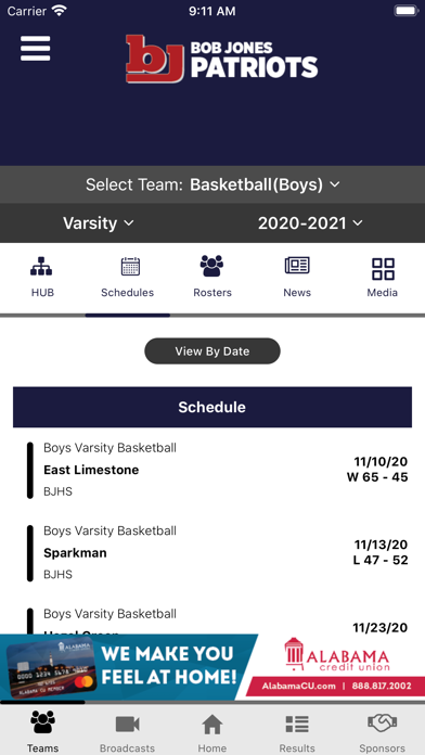 Bob Jones Patriots Athletics Screenshot