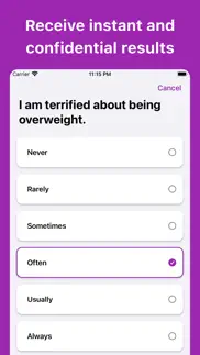 eating disorder test iphone screenshot 2
