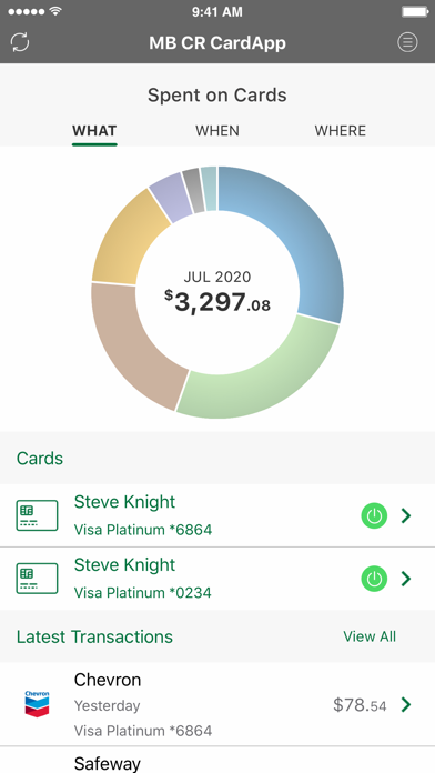 Merchants Bank Credit Card App Screenshot
