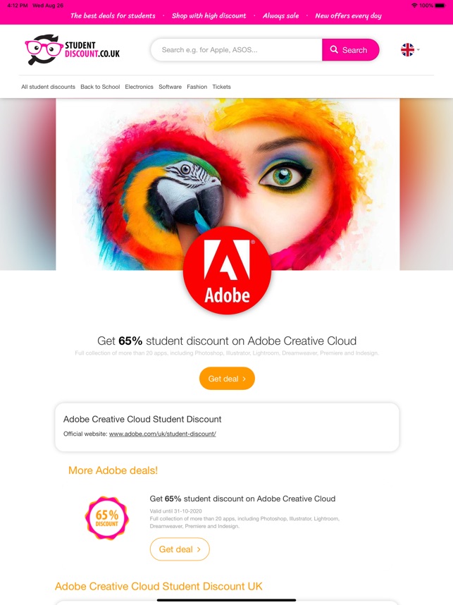 student discount on the app store