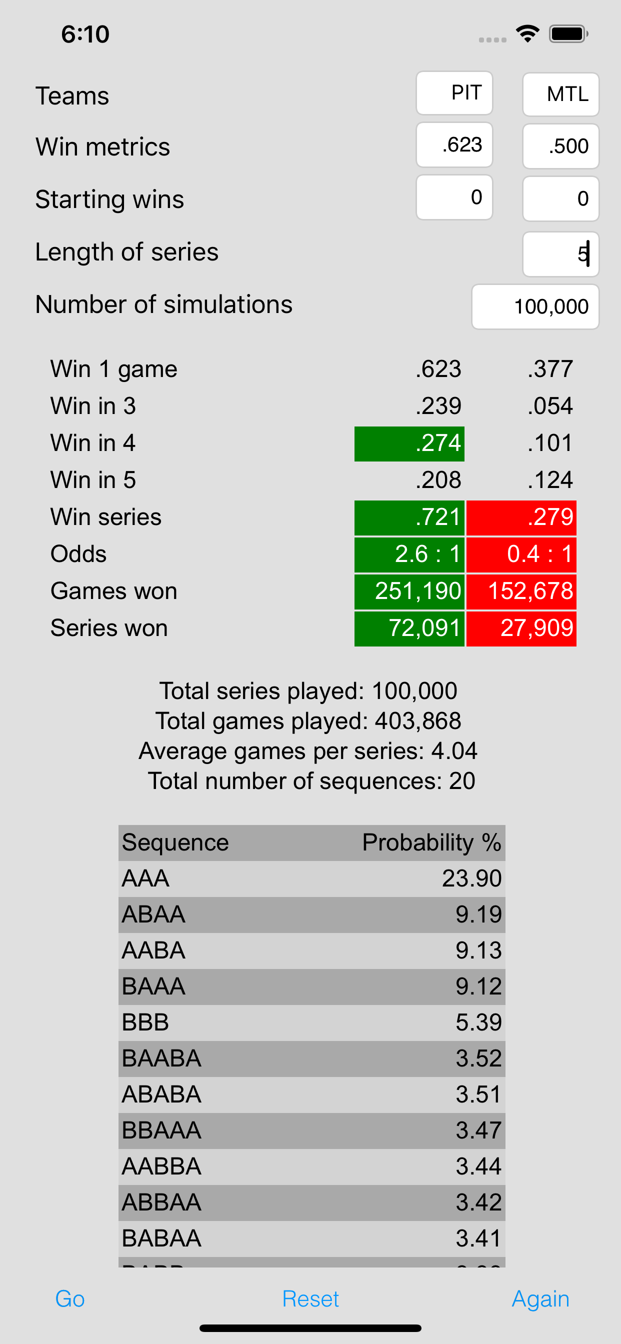 Playoff Simulator