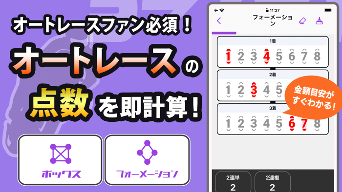 オートレース点数計算 車券の点数をかんたん計算