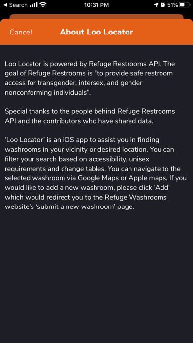Loo Locator iPhone screenshot
