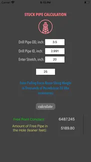 stuck pipe calc iphone screenshot 1