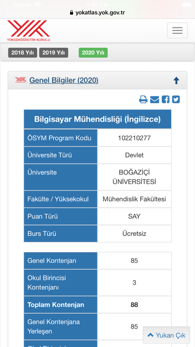Üniversite Taban Puanları 2021 Screenshot