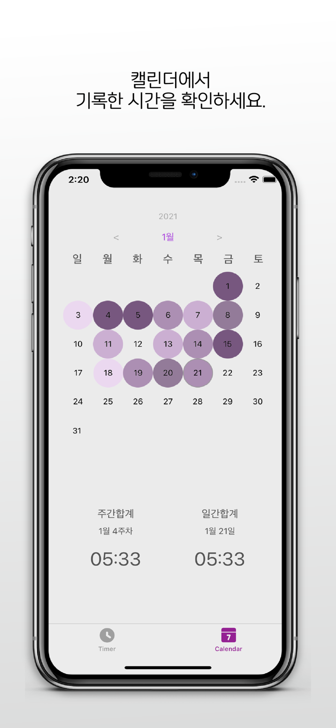 Timer calendar records timer