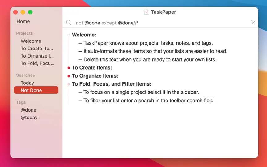 Capture d'écran de TaskPaper – Plain Text To-dos sur iPhone 2